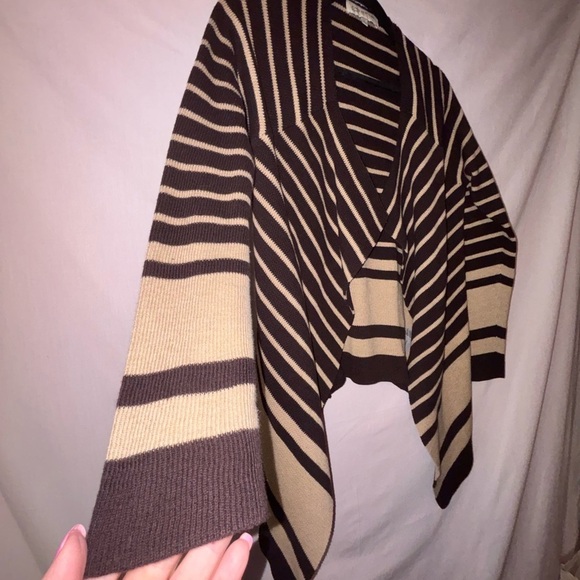 Jones New York Brown and Cream Striped Cardigan - Picture 2 of 9